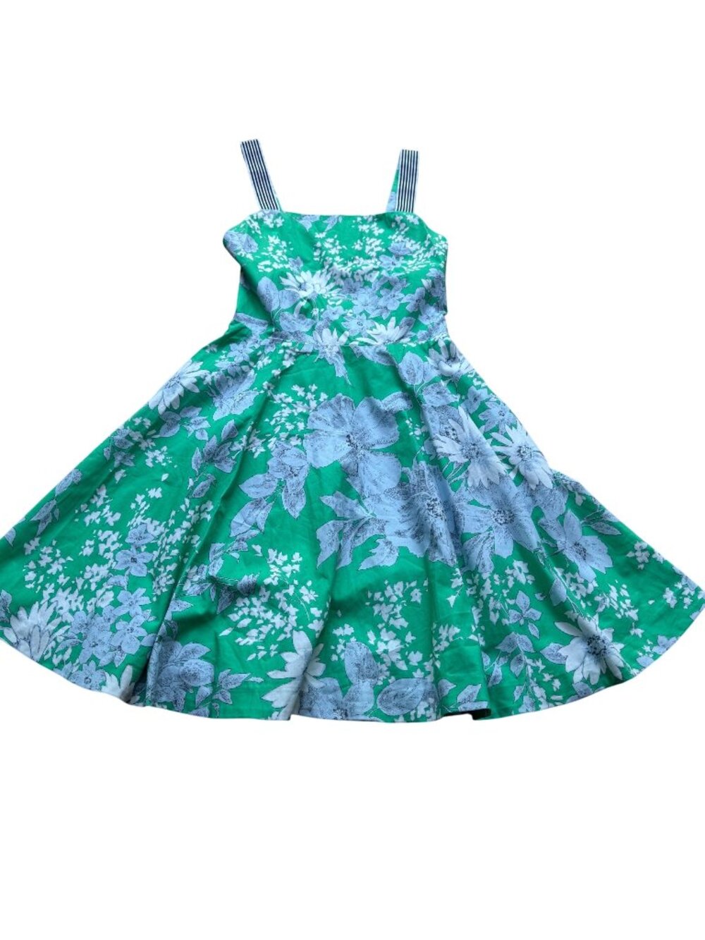 Tuckernuck Size XS Green Floral Low Back Pinafore Fit and Flare Mini Sundress